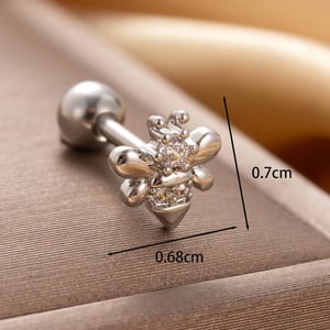 1 Piece Simple Series Bees Copper Silver Color Zircon Women's Stud Earrings h5 